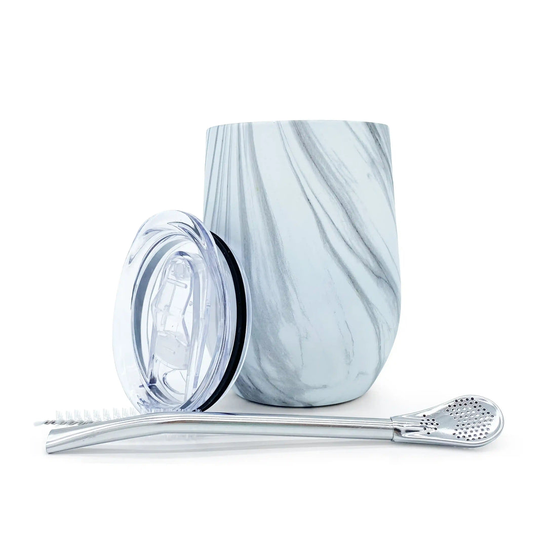 Calebasse Maté Isotherme Inoxydable Blanc