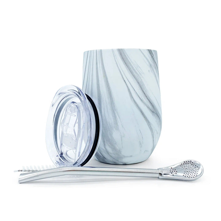 Calebasse Maté Isotherme Inoxydable Blanc